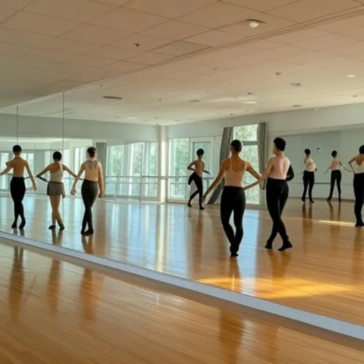 Inspiráló táncstúdió hangulat fényekkel és tükrökkel